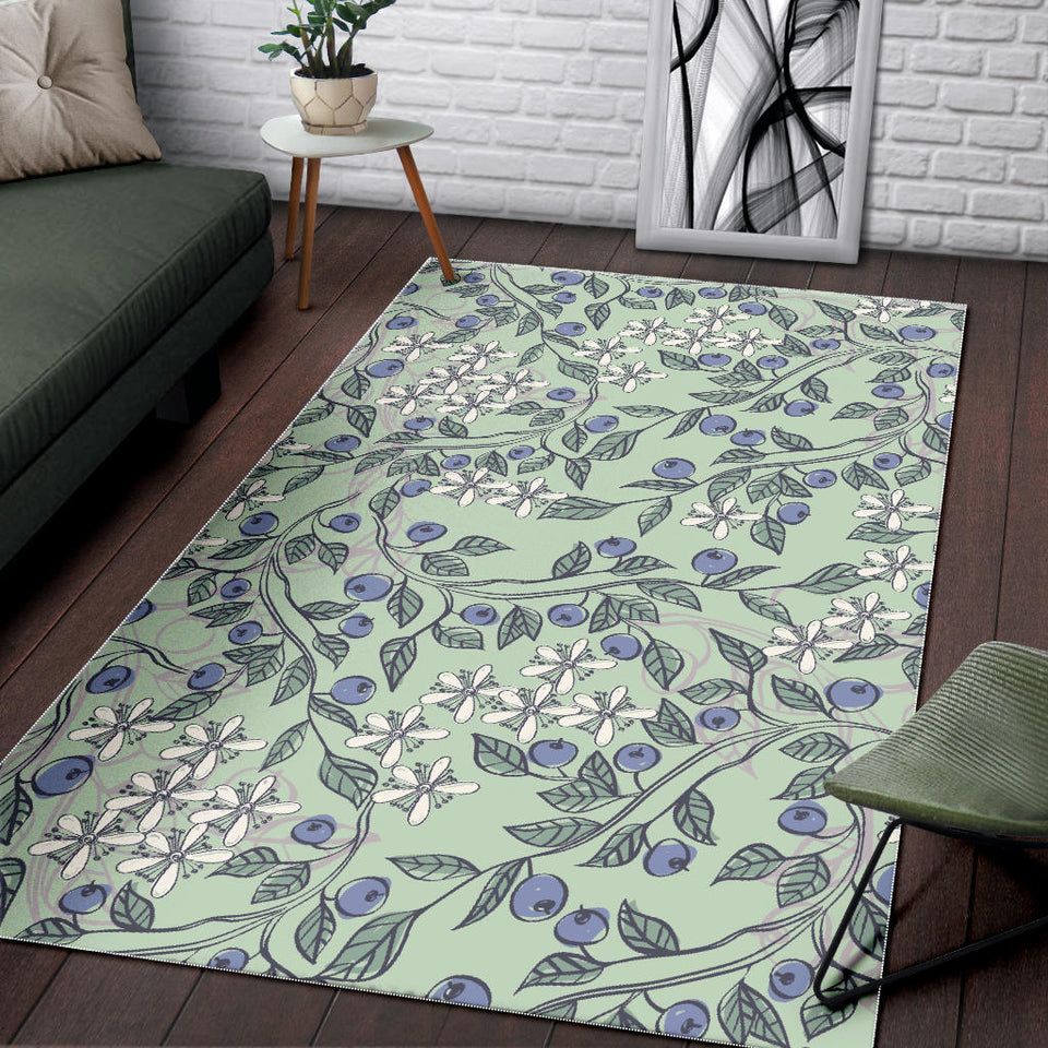 Hand Drawn Blueberry Pattern Area Rug