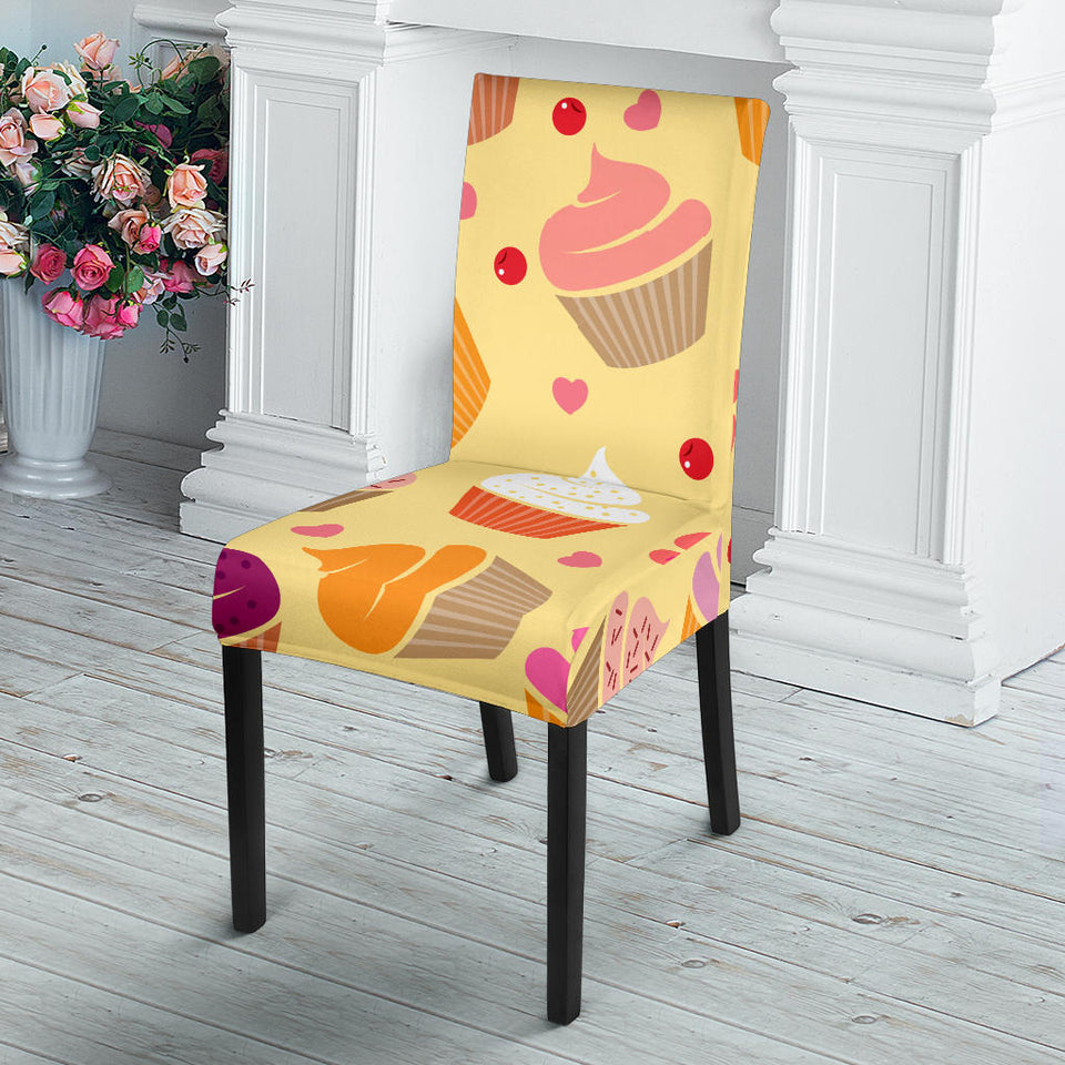 Cake Cupcake Heart Cherry Pattern Dining Chair Slipcover