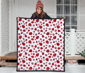 Ladybug Pattern Print Design 04 Premium Quilt