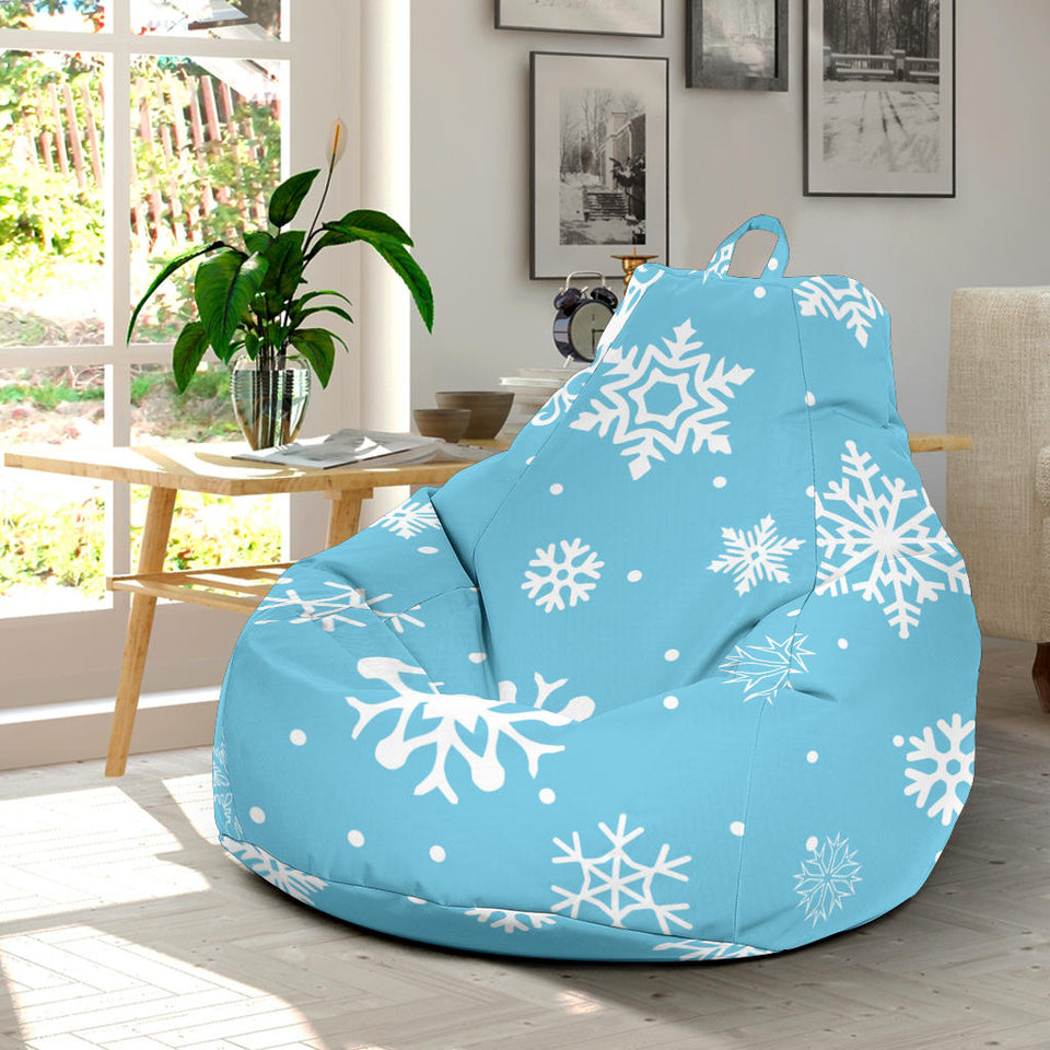 Snowflake Pattern Blue Background Bean Bag Cover