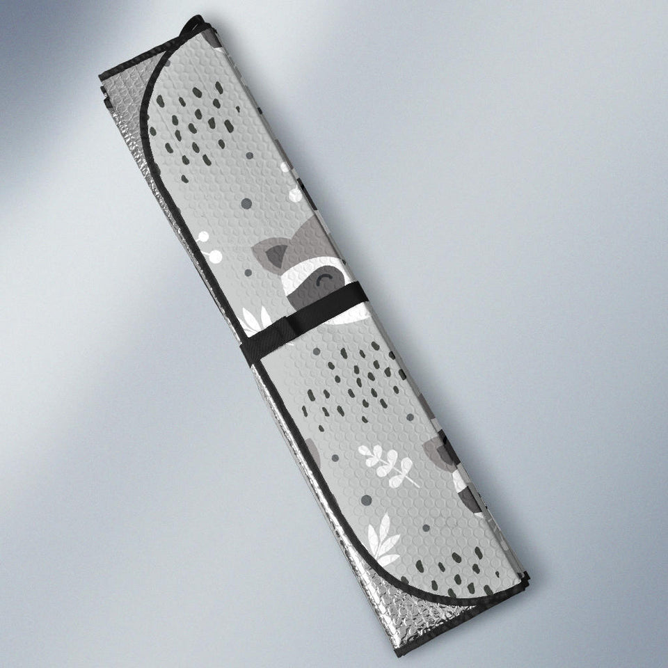 Cute Raccoons Leaves Dot Car Sun Shade