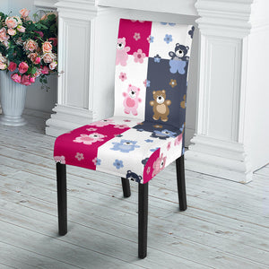 Teddy Bear Pattern Print Design 03 Dining Chair Slipcover