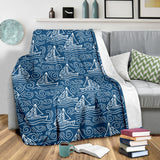 Hand Drawn Sailboat Pattern Premium Blanket