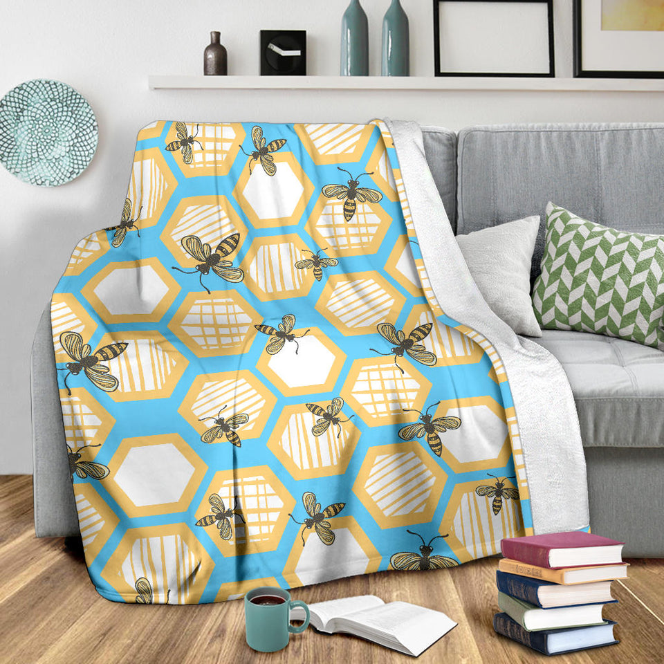 Bee Honeycomb Pattern Premium Blanket