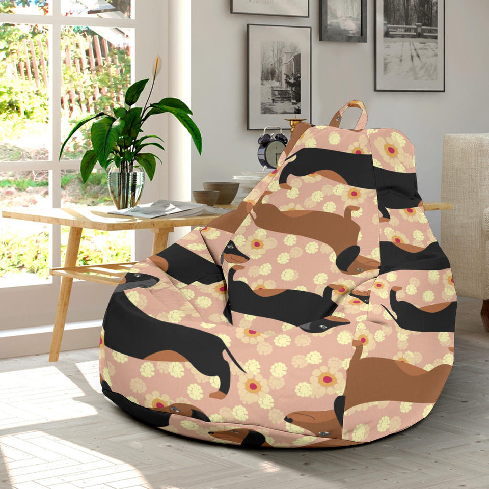 Dachshund Floral Background Bean Bag Cover