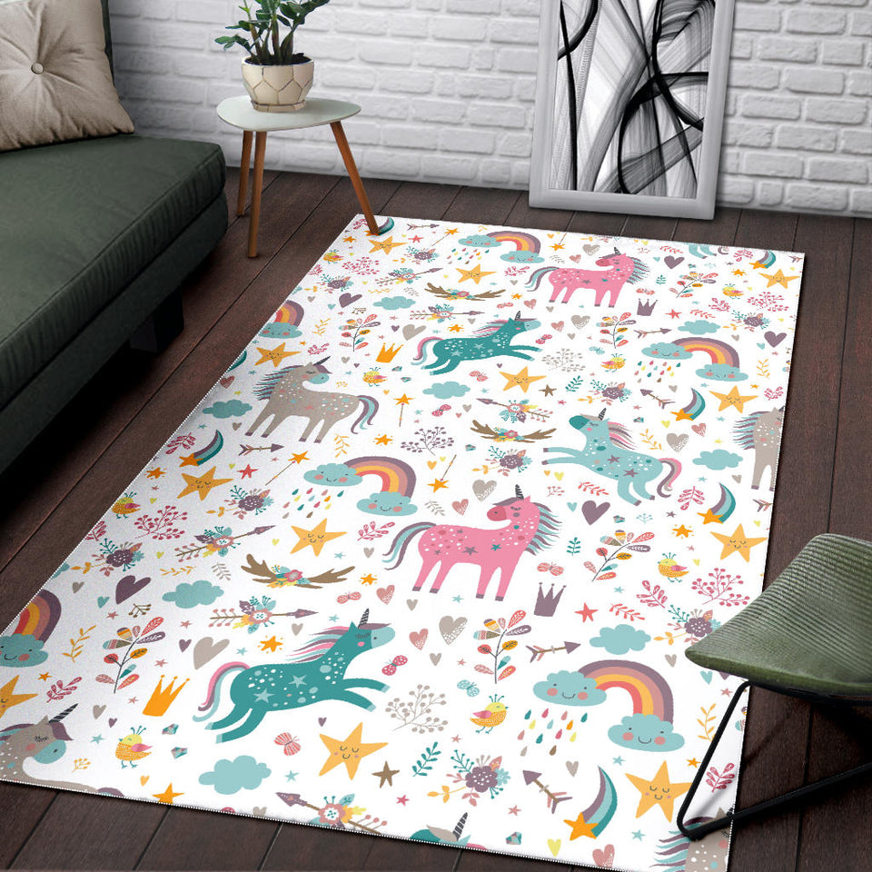 Colorful Unicorn Pattern Area Rug