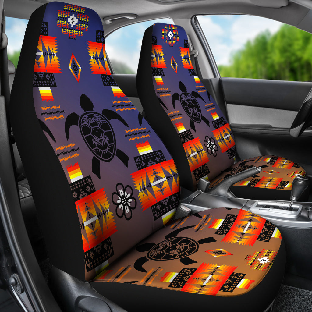 Turtle Dark Blue Orange Set Of 2 Car Seat Covers