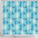 Blue Starfish Coral Reef Pattern Shower Curtain Fulfilled In US