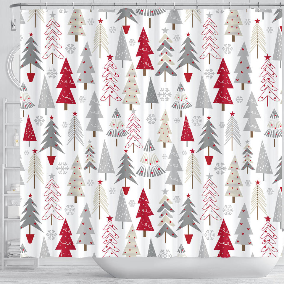 Cute Christmas Tree Pattern Shower Curtain Fulfilled In US