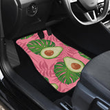 Avocado Slices Leaves Pink Back Ground Front And Back Car Mats