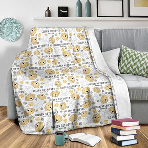 Golden Retriever Pattern Print Design 04 Premium Blanket