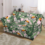 Toucan Tropical Green Jungle Palm Pattern Loveseat Couch Slipcover