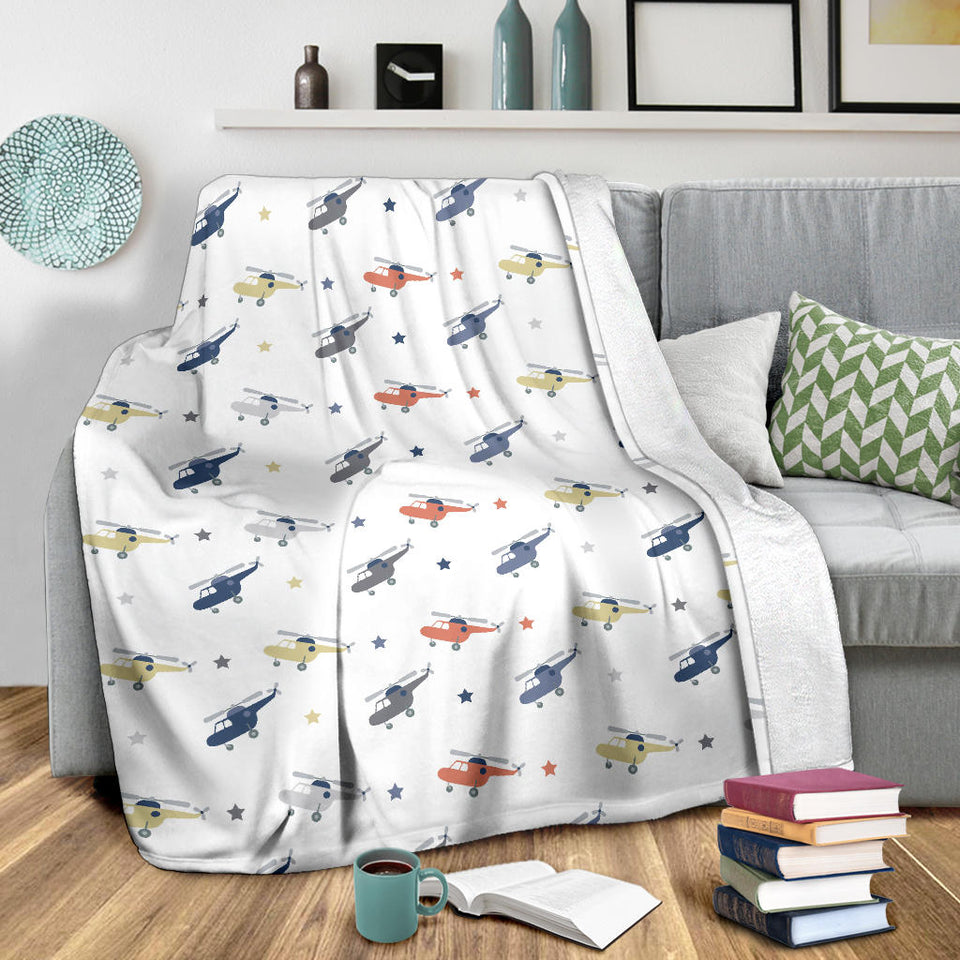 Cute Helicopter Star Pattern Premium Blanket