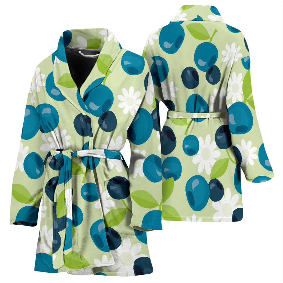 Blueberry Flower Pattern Women'S Bathrobe