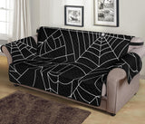 Spider web pattern Black background white cobweb Sofa Cover Protector