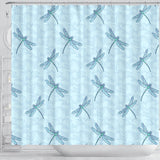 Dragonfly Pattern Blue Background Shower Curtain Fulfilled In US