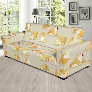 Cute Fat Shiba Inu Dog Pattern Sofa Slipcover