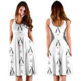 Penguin Pattern Sleeveless Midi Dress