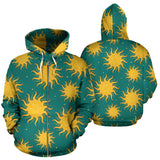Sun Green Background Zip Up Hoodie