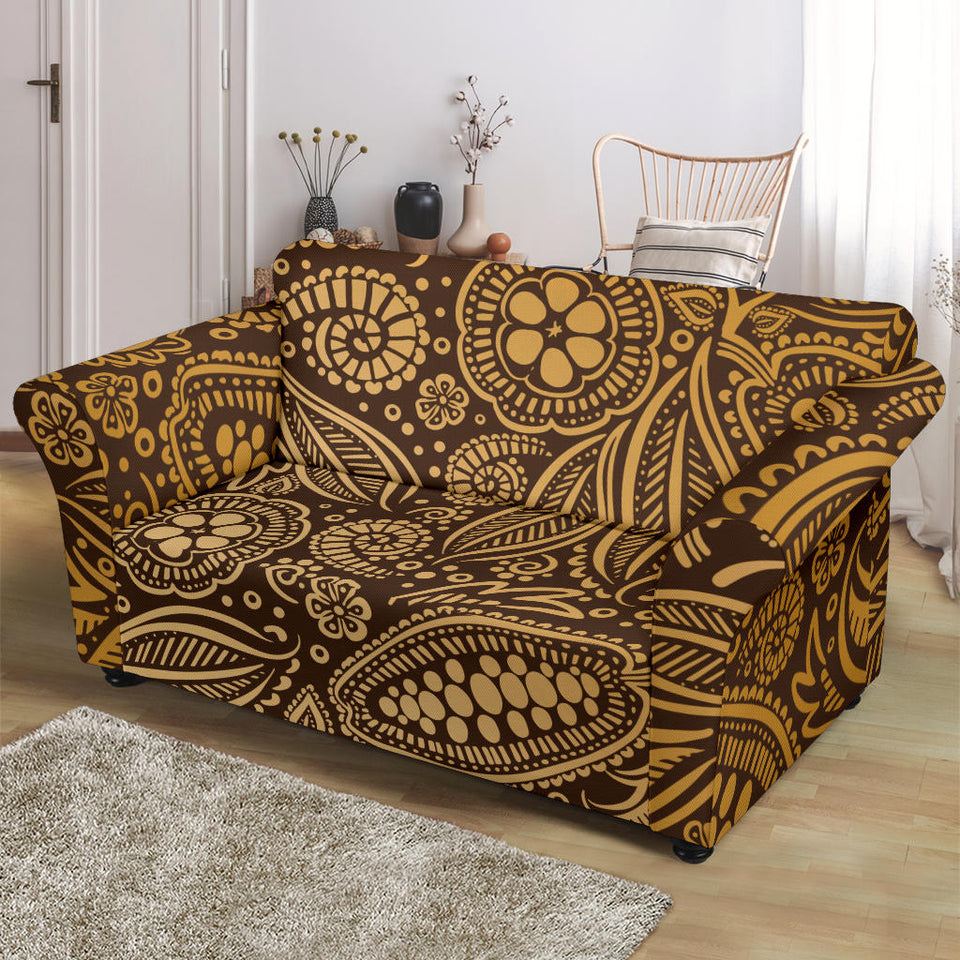Cocoa Beans Tribal Polynesian Pattern Background Loveseat Couch Slipcover