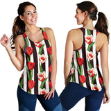 red and white tulips pattern Women Racerback Tank Top