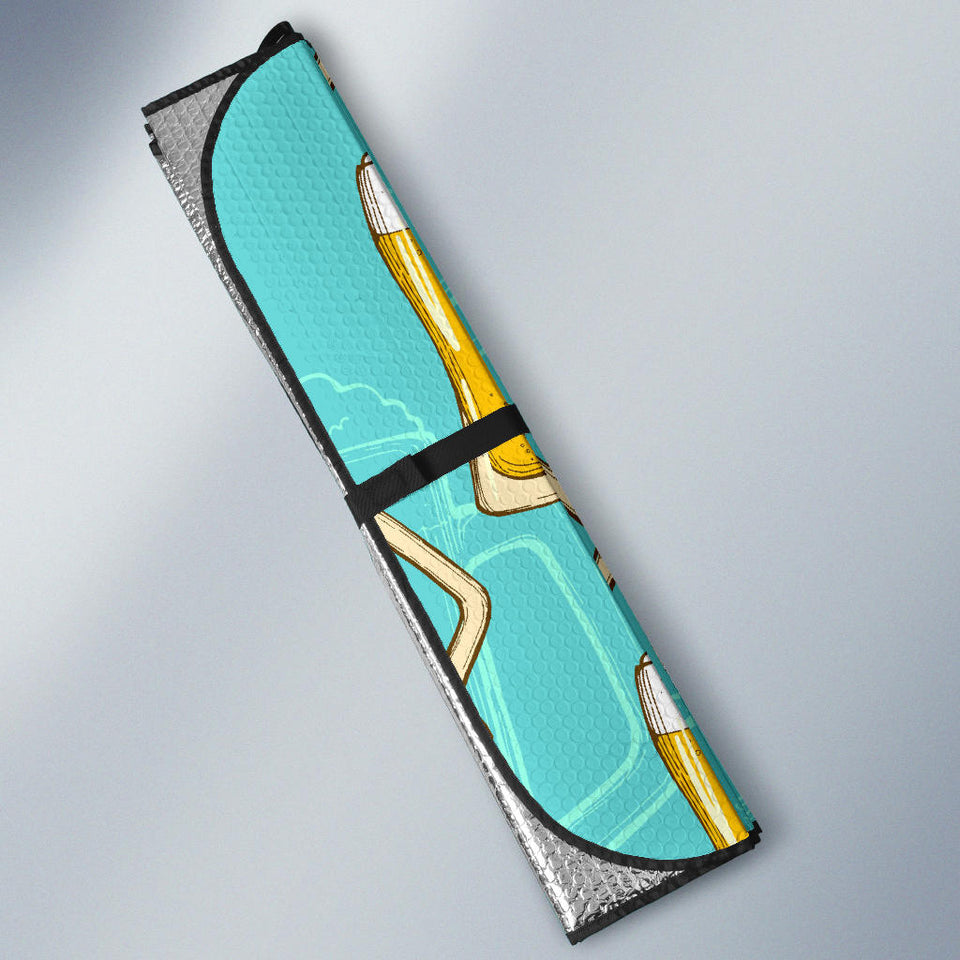 Beer Pattern Green Background Car Sun Shade