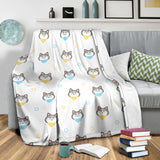Cute Siberian Husky Pattern Premium Blanket