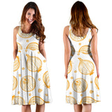 Hand Drawn Onion Pattern Sleeveless Midi Dress