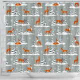 Beautiful Deers Winter Christmas Shower Curtain Fulfilled In US
