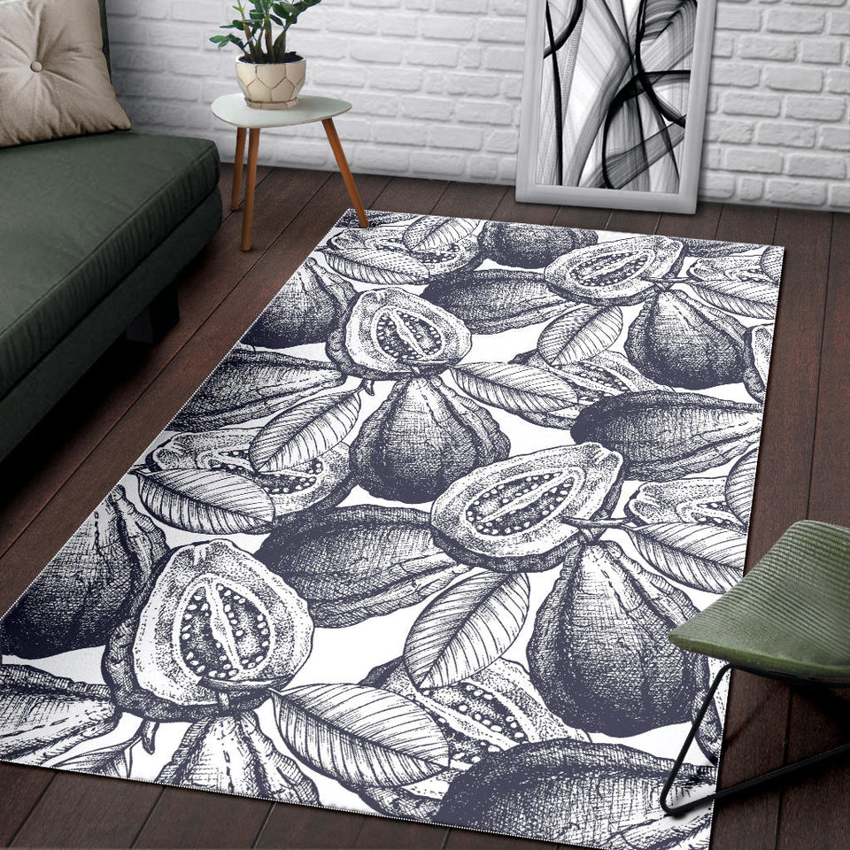 Guava Tropical Hand Drawn Pattern Area Rug