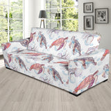 Watercolor Sea Turtle Jellyfish Pattern Sofa Slipcover
