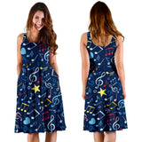 Music Notes Pattern Print Design 03 Sleeveless Midi Dress