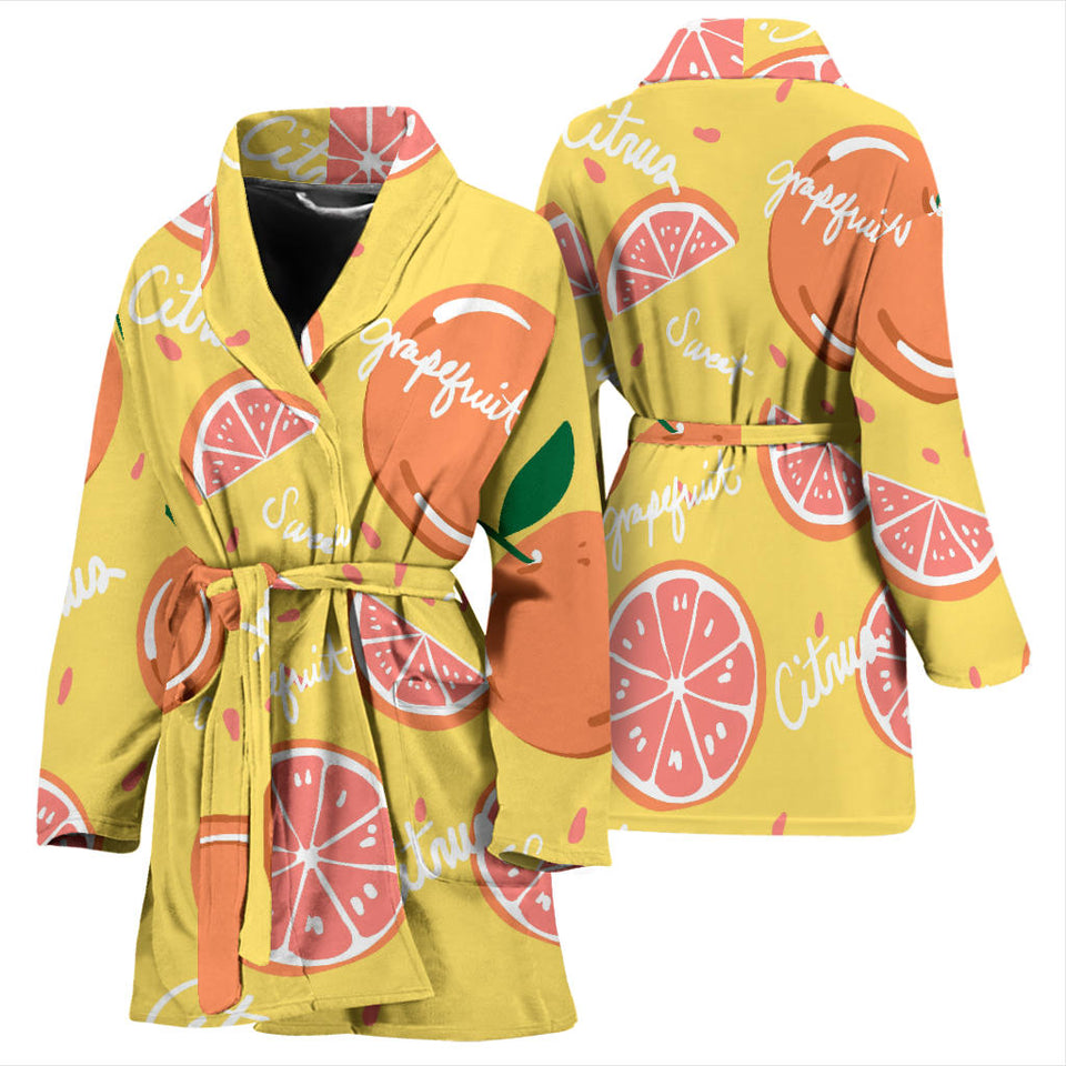 Grapefruit Yellow Background Women'S Bathrobe