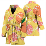 Grapefruit Yellow Background Women'S Bathrobe