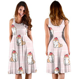 Cute Shiba Inu Dog Apple Pattern Sleeveless Midi Dress
