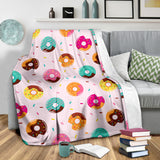 Donut Pattern Glaze Pink Background Premium Blanket