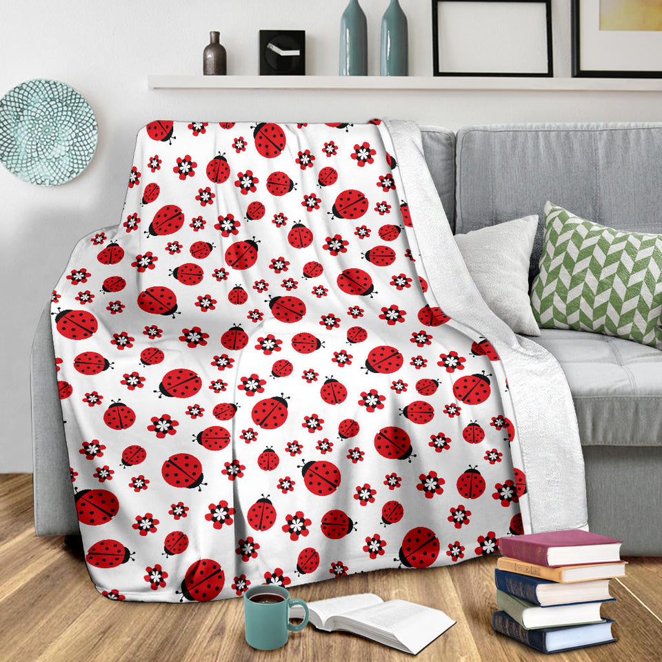 Ladybug Pattern Print Design 04 Premium Blanket