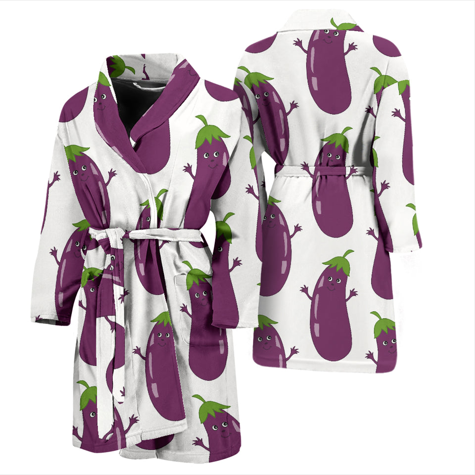 Eggplant Pattern Print Design 01 Men's Bathrobe
