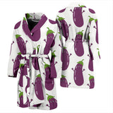 Eggplant Pattern Print Design 01 Men's Bathrobe