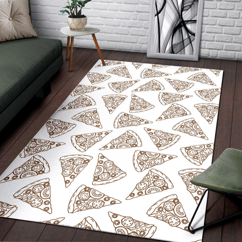 Hand Drawn Pizza Pattern Area Rug