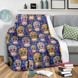 Sugar Skull Flower Pattern Premium Blanket