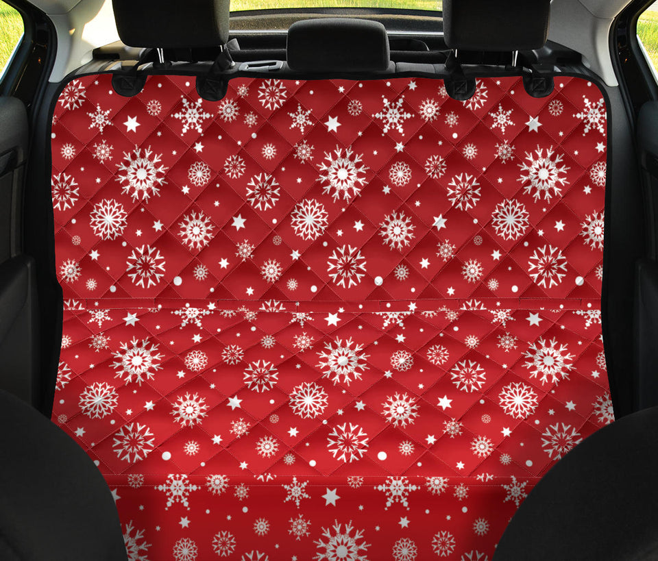 Snowflake Pattern Red Background Dog Car Seat Covers