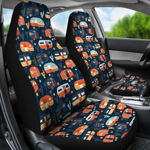Camper Van Pattern Print Design 05 Universal Fit Car Seat Covers