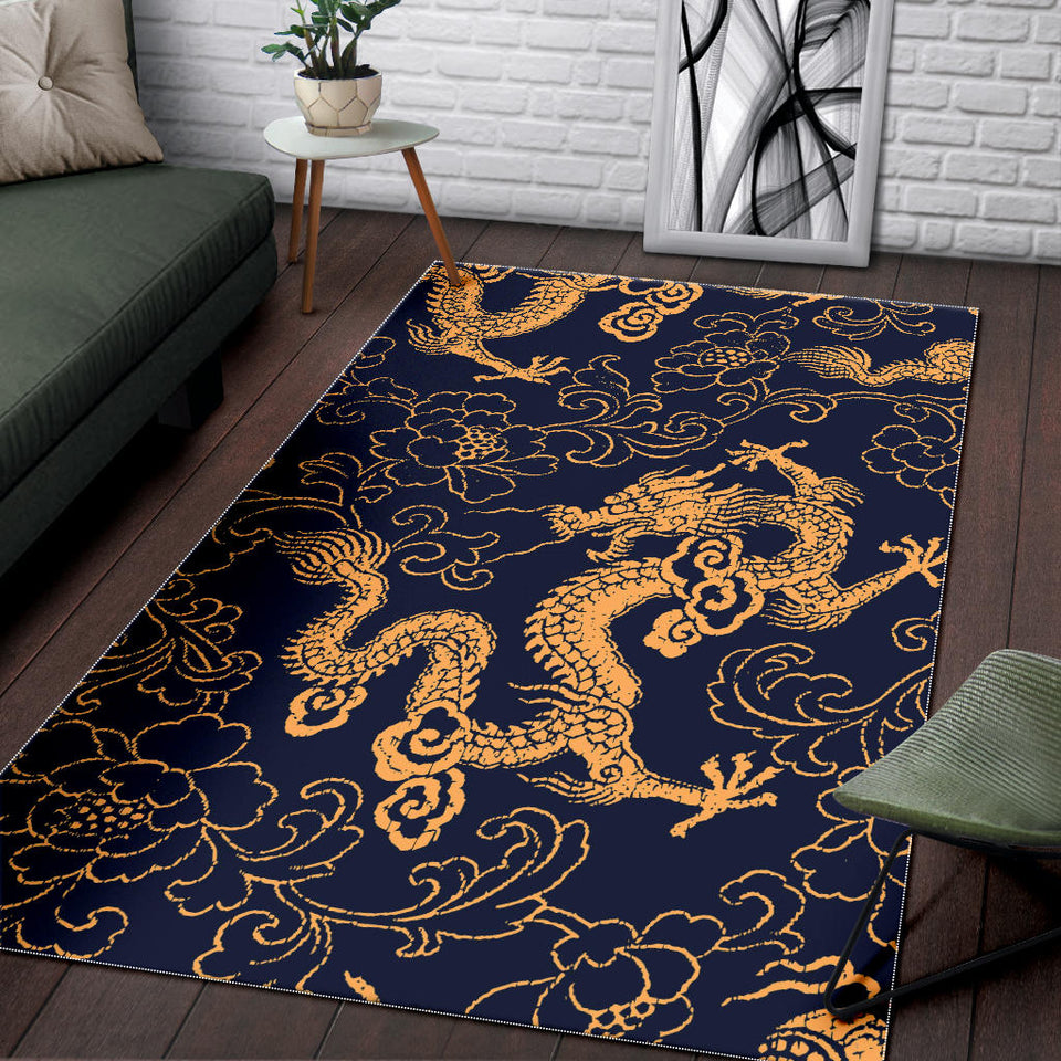Gold Dragon Pattern Area Rug