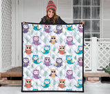 Cute Owl Pattern Premium Quilt
