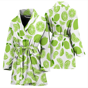 Lime Design Pattern Women'S Bathrobe