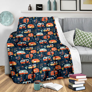 Camper Van Pattern Print Design 05 Premium Blanket