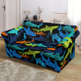 Colorful Shark Loveseat Couch Slipcover