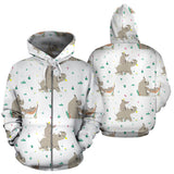 Cute Rhino Pattern Background Zip Up Hoodie