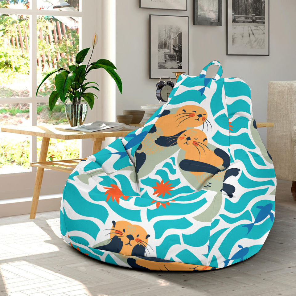 Cute Sea Otters Fishe Sea Urchin Pattern Bean Bag Cover
